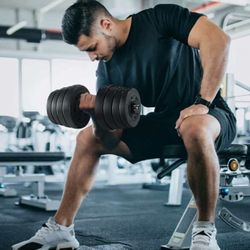 25kg/55lb Dumbbell Weight Set, Adjustable Dumbbells For Home Gym Black