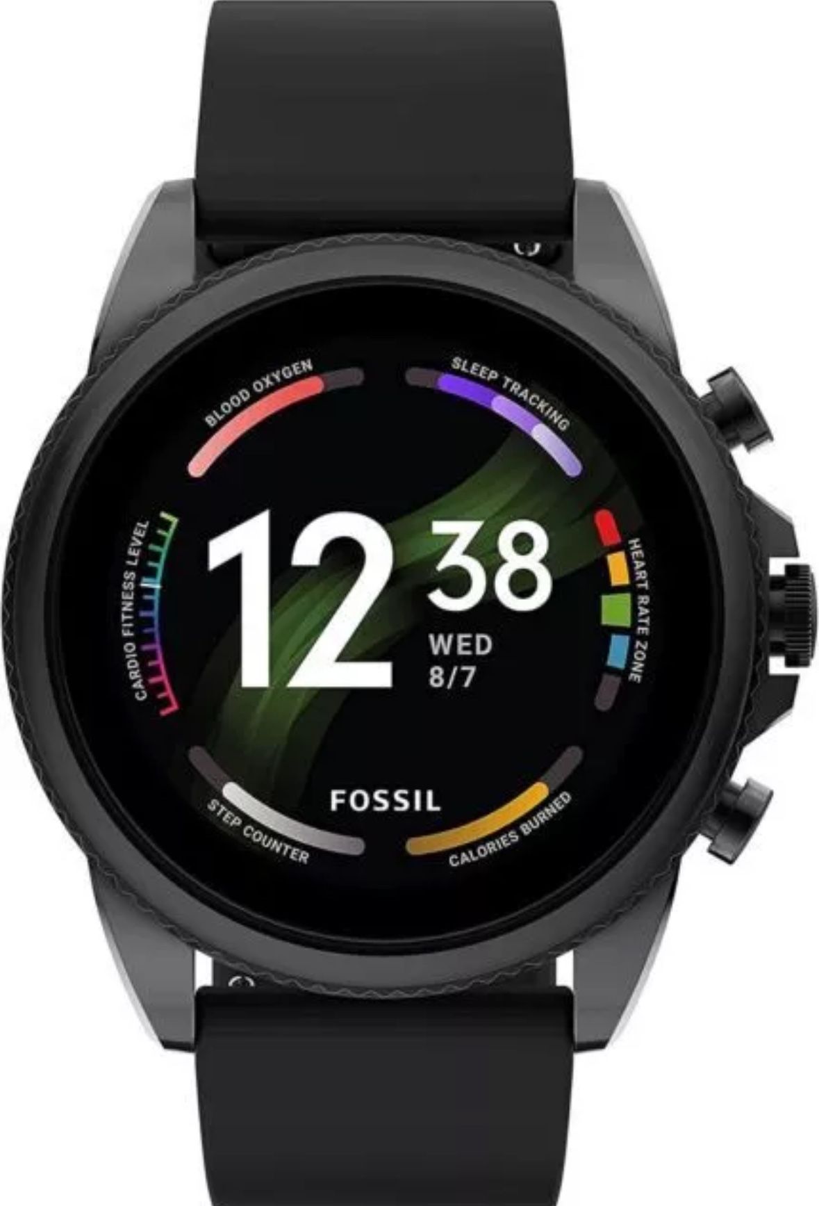 Fossil Gen 6 44mm Black Silicone Smartwatch Black Android Wear OS Touchscreen