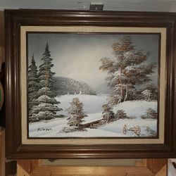 Winter Scene Painting on Canvas- $300