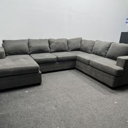 Living Spaces Bonaterra Charcoal Grey Sectional Couch (50% OFF) - We deliver & setup. 