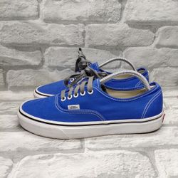 VANS Authentic Men’s Size 9.5 Blue/White Canvas Low Top Lace-Up Sneakers Rubber Sole
