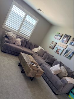Soft sectional gray couch- extra deep