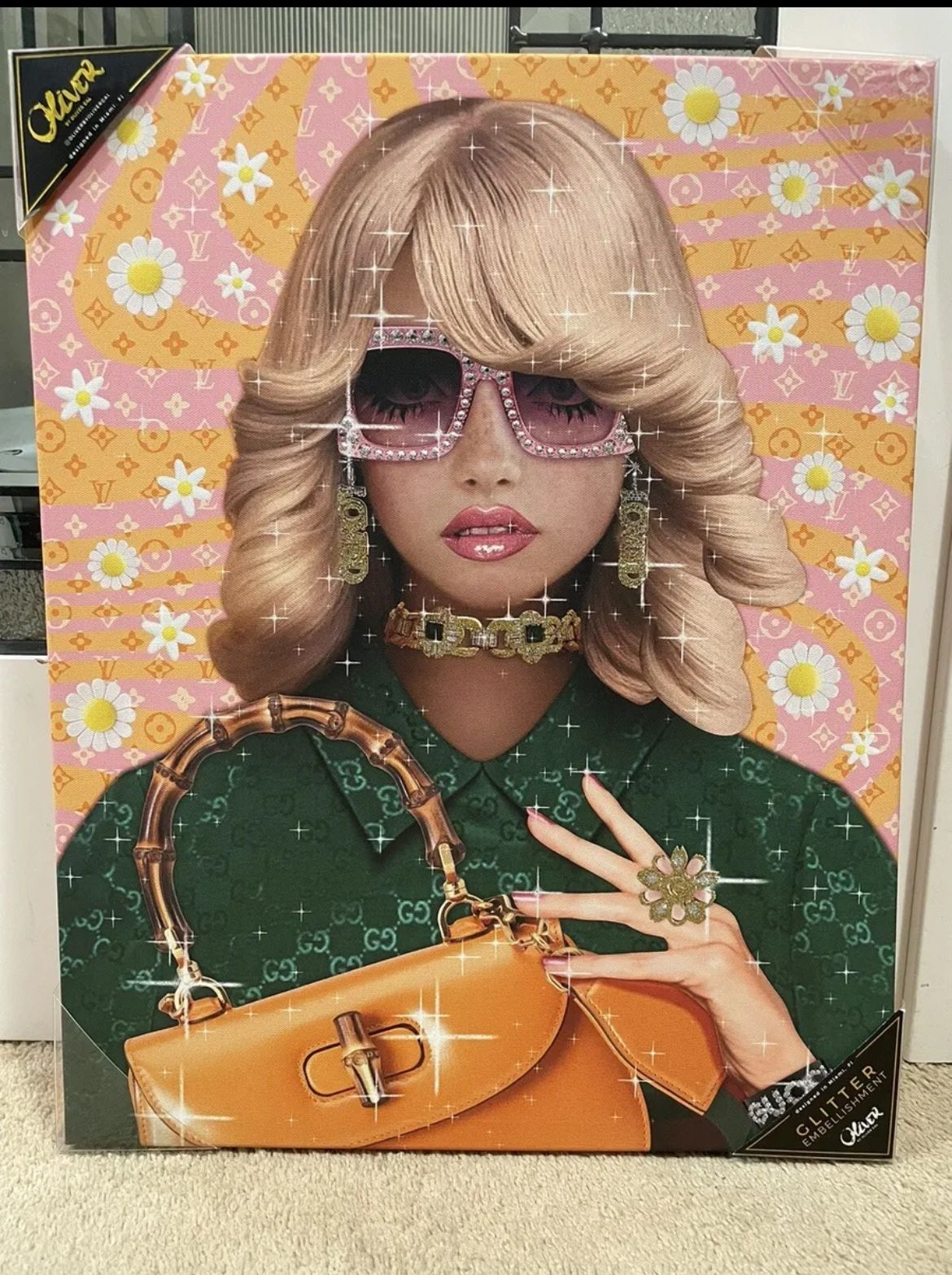Gucci & Louis Vuitton Embellished Wall Art Canvas By Oliver Gal