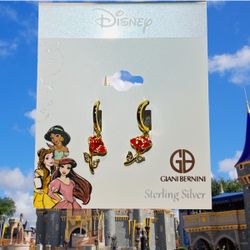 Disney Beauty And The Beast Dangle Hoop Earrings