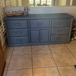 Distressed Blue Solid Wood Dresser
