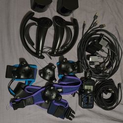 4 Vive 3.0 Trackers With Straps- Valve Index Controllers - 2 Valve SteamVR 2.0 Base Stations- Charger Setup- Wireless FBT Setup Bundle 