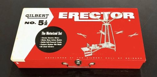 Vintage GILBERT Erector Set No. 5 1/5 MOTORIZED  Building TOY Playset 👀 (please read description)