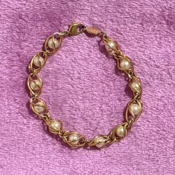 Napier Gold Bracelet with Caged Faux Pearl