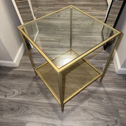 Gold & Glass 2-Tier Side Table – Modern Glam Accent Table