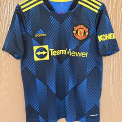 Soccer Adidas Ronaldo #7 Youth Large 2021-22 Manchester United Third Jersey Blue