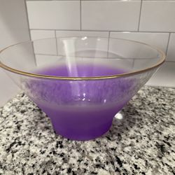 WEST VIRGINIA BLENDO GLASS FROSTED PURPLE SALAD SERVING PUNCH BOWL 2 Bowls $20 Each Or $35 For Both