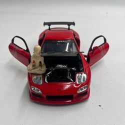 1:24 Mazda RX-7 Diecast Model Jada Toys Red Opening Doors Hood