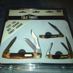 Brand New Old Timer Limited Edition 3pc Knife Set and Display Case