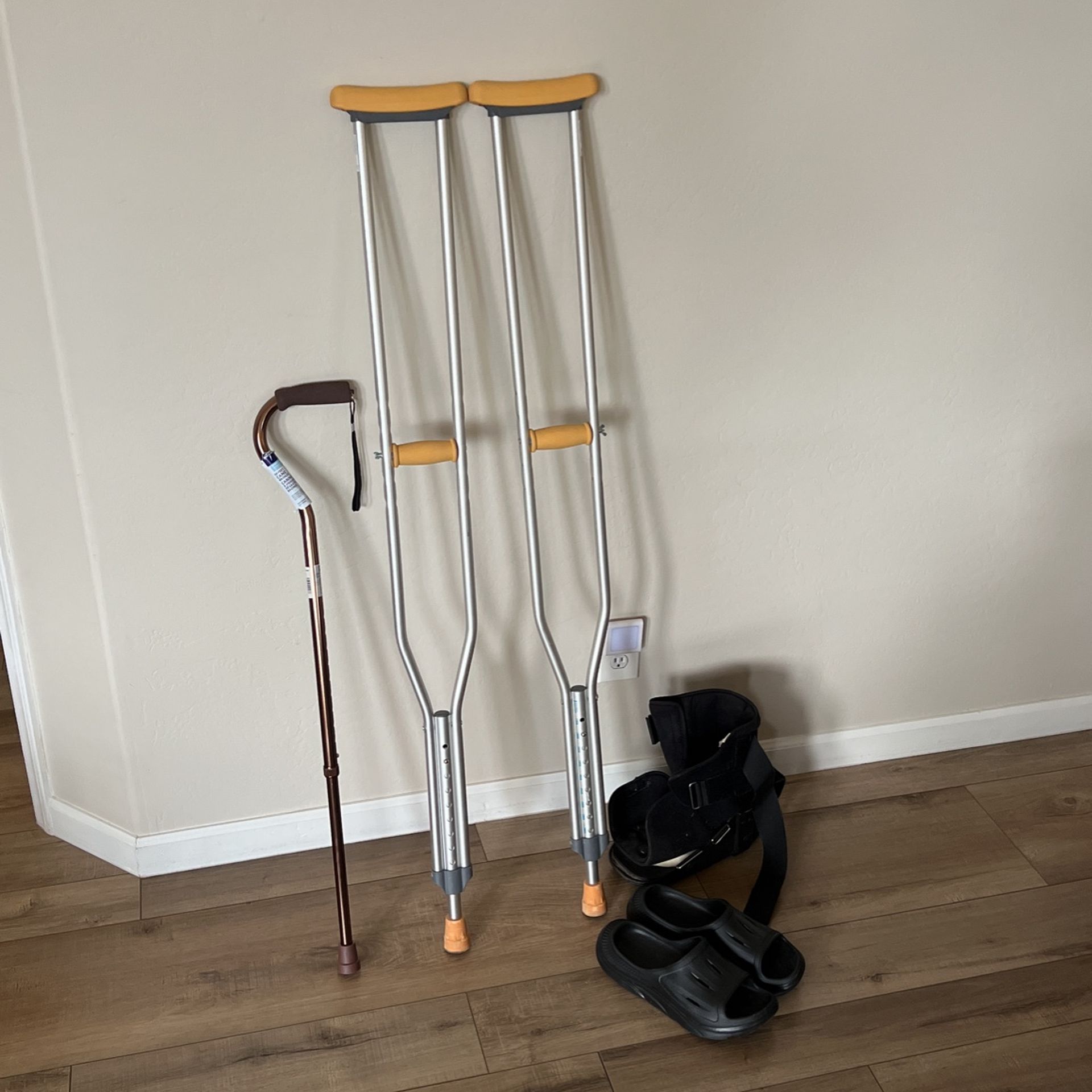 Crutches, New Cane and FREE Recovery Sandals & Boot…Must Go!