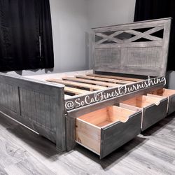 Queen Bed And Drawers 