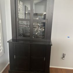 Small China hutch, dark espresso
