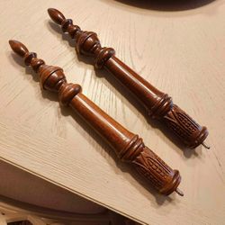 Pair Ornate Carved Finials