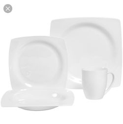 Studio TU Dario 14 piece Bone China Dinnerware set-White