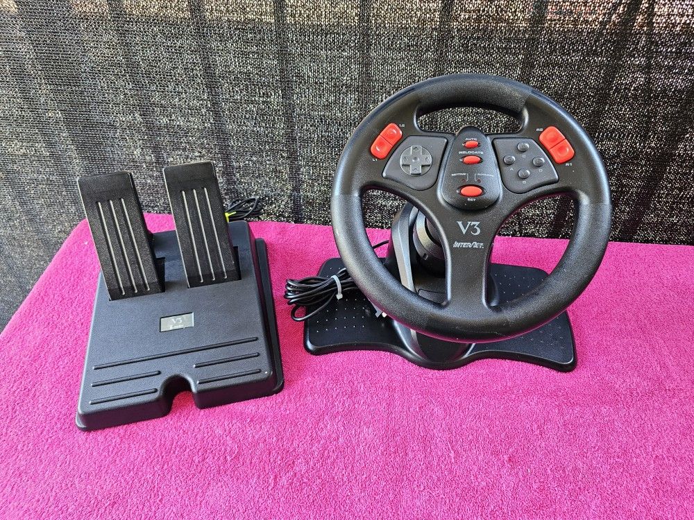 InterAct V3 SV-280 Steering Racing Wheel With Pedals For DOS & Windows PC