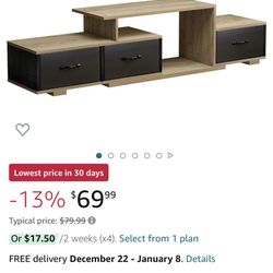 Black TV Stand for 32/55/65/70 inch TV, Entertainment Center for Video Gaming, Modern Television Stands with Storage Drawers, Media Center for Living 