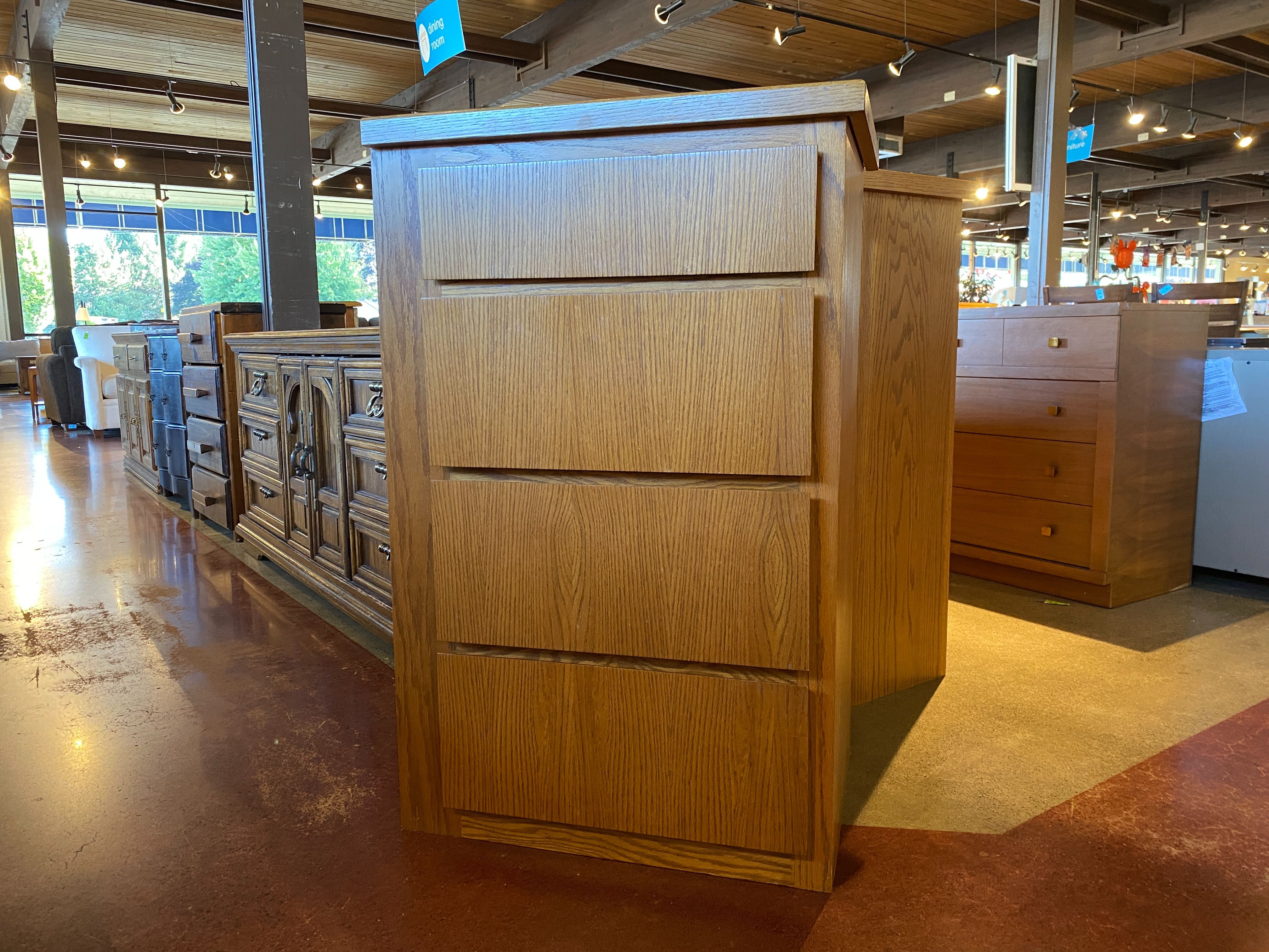 Four Drawer Tallboy Dresser with One Unlined Side