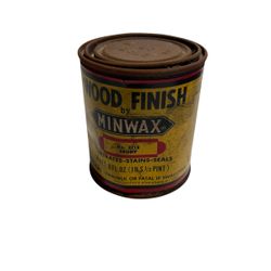 Vintage Minwax 2718 Ebony Wood Finish 8 Ounce 1/2 Pint Old Label Metal Can