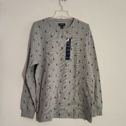 Polo Ralph Lauren Waffle-Knit Thermal Long-Sleeve Crewneck Shirt Color: Gray, Size XL