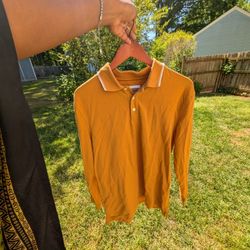 Medium Men's Mustard Yellow long sleeve polo shirt