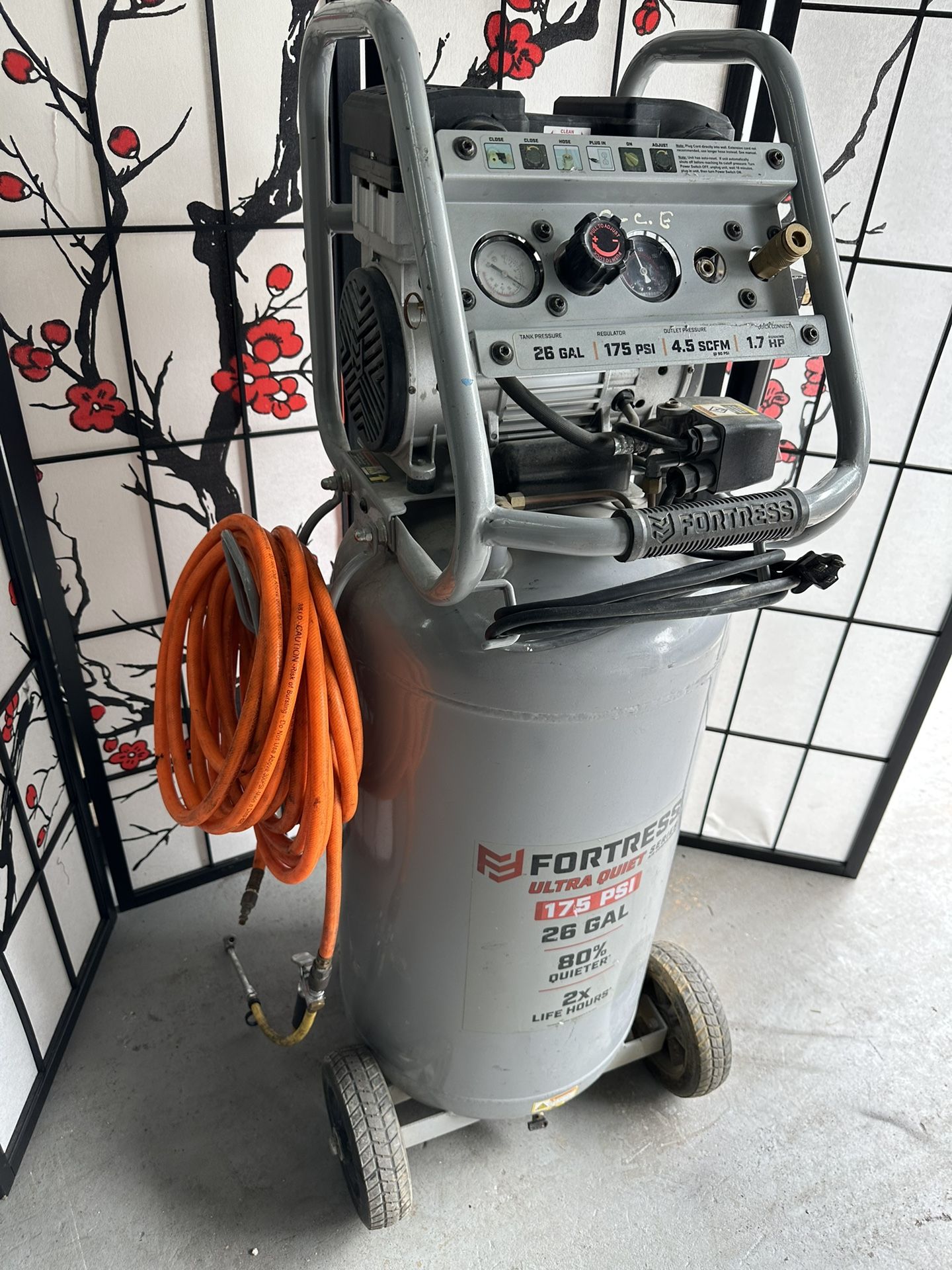 FORTRESS 26 Gallon 175 PSI Ultra Quiet Vertical Air Compressor