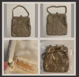 Vintage Warborg (Korea) Silver Beaded Small Bridal Evening Purse