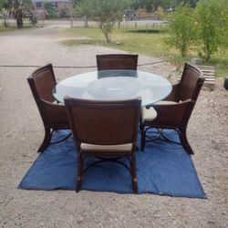 Glass Indoor/Outdoor Patio Brown Table