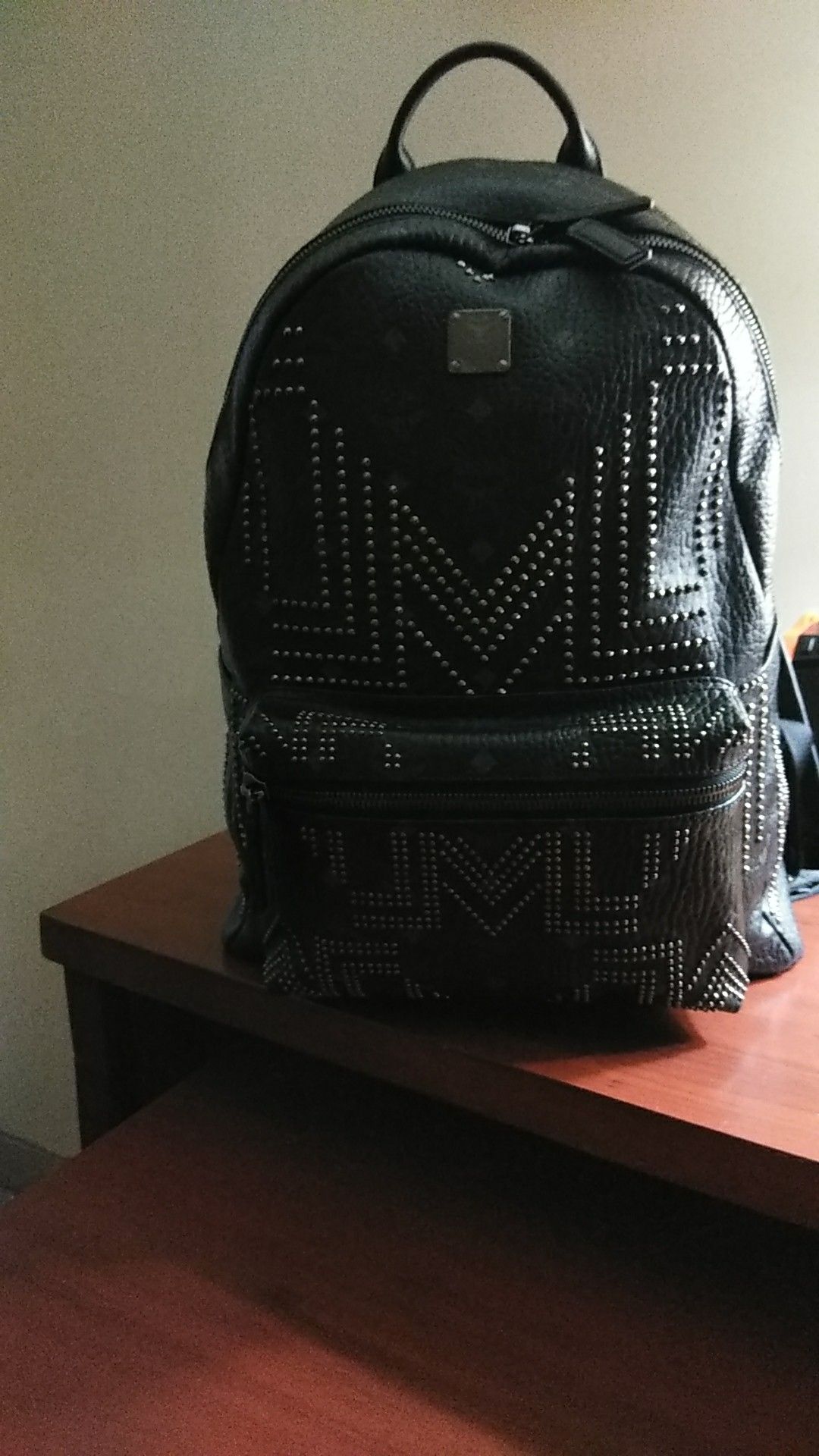McM bag black silver stud