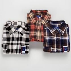 George Men's-Double Pocket-Flannel Shirt-Size Small-Lot Of Three-NWT