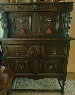 Vintage Dark Wood Cabinet-dresser-pantry