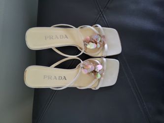 Prada Champagne Strapped Sandal
