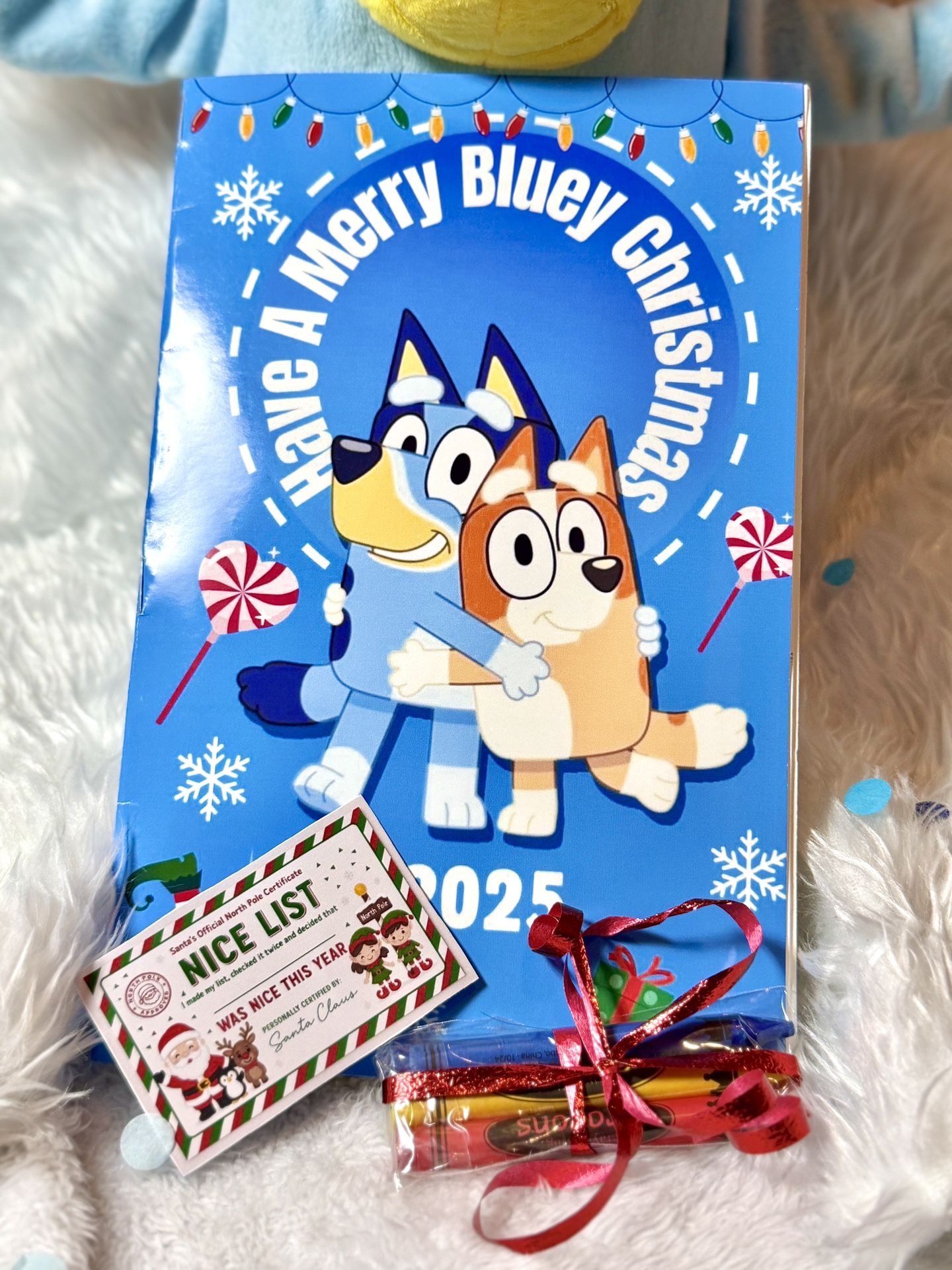 Customize Bluey Coloring Book+ Crayons+ Santa Nice list Kids Coloring Kit