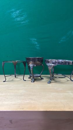 Vintage Silverplate Warming Stands Lot - Ornate Footed Chafing Dish Frames