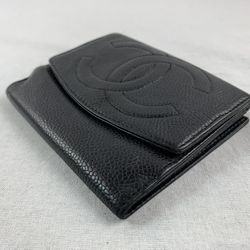 Authentic Chanel Wallet Large Coco Black Leather 