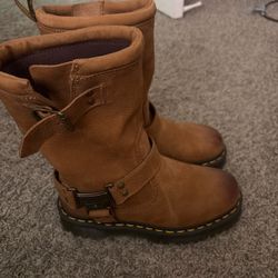 Brown dr marten biker boots