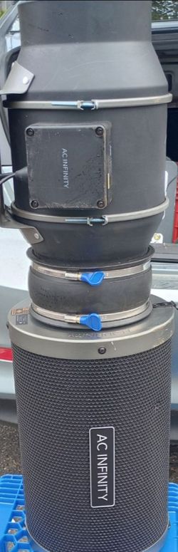 AC Infinity Cloudline S8 8" Inline Fan & Carbon Filter Ventilation Setup