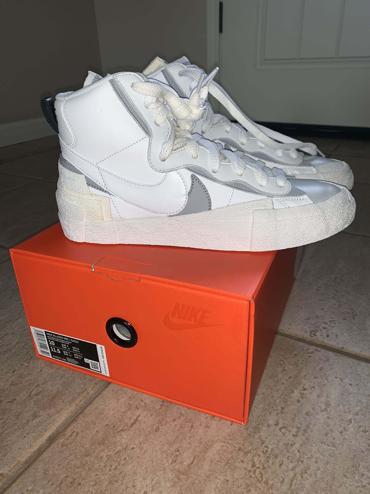 Nike Blazer Mid Sacai White Grey