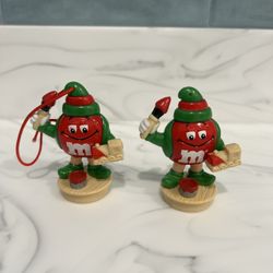 2 Mini Vintage M&Ms Christmas Tree Ornaments