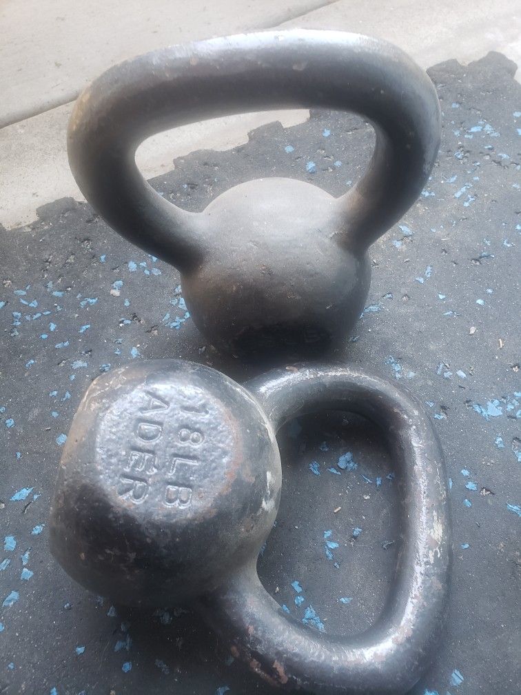 Two Ader 18lb Kettlebells