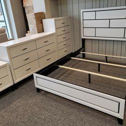 Akerson Chalk Panel Bedroom Set Queen Or King Bed, Dresser, Mirror, Nightstand, Chest 