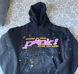 Sp5der Pink  Graphic Hoodie Black