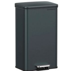 Kitchen Trash Can, 10.5 Gallon (40 L) Garbage Can, Large Step Trash Bin with Lid, Stainless Steel, Soft Close, 15 Trash Bags Included, Cha