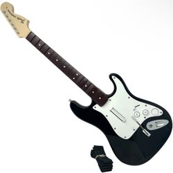 Rock Band 4 Black Wireless Guitar Controller Fender Stratocaster Xbox One 9116