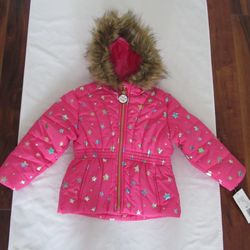 New Girls 3 T Pink Star Print Winter Snow Jacket, Rothschild 