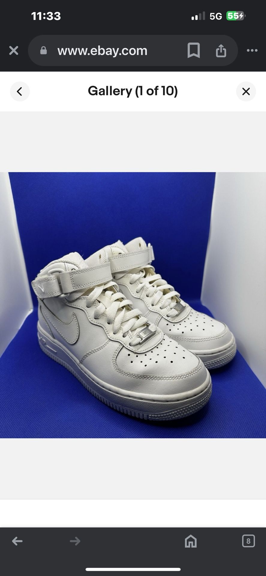 Size 8 - Nike Air Force 1 '07 High Triple White