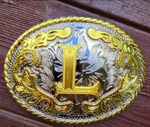 New initial Letter L name GOLD SILVER WESTERN BELT BUCKLE ALL LETTERS ARE AVAILABLE